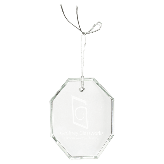 Personalized crystal octagon ornament, custom engraved