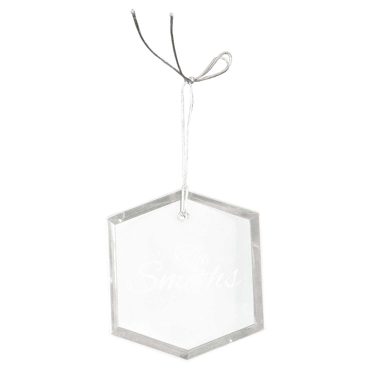 Personalized crystal hexagon ornament, custom engraved