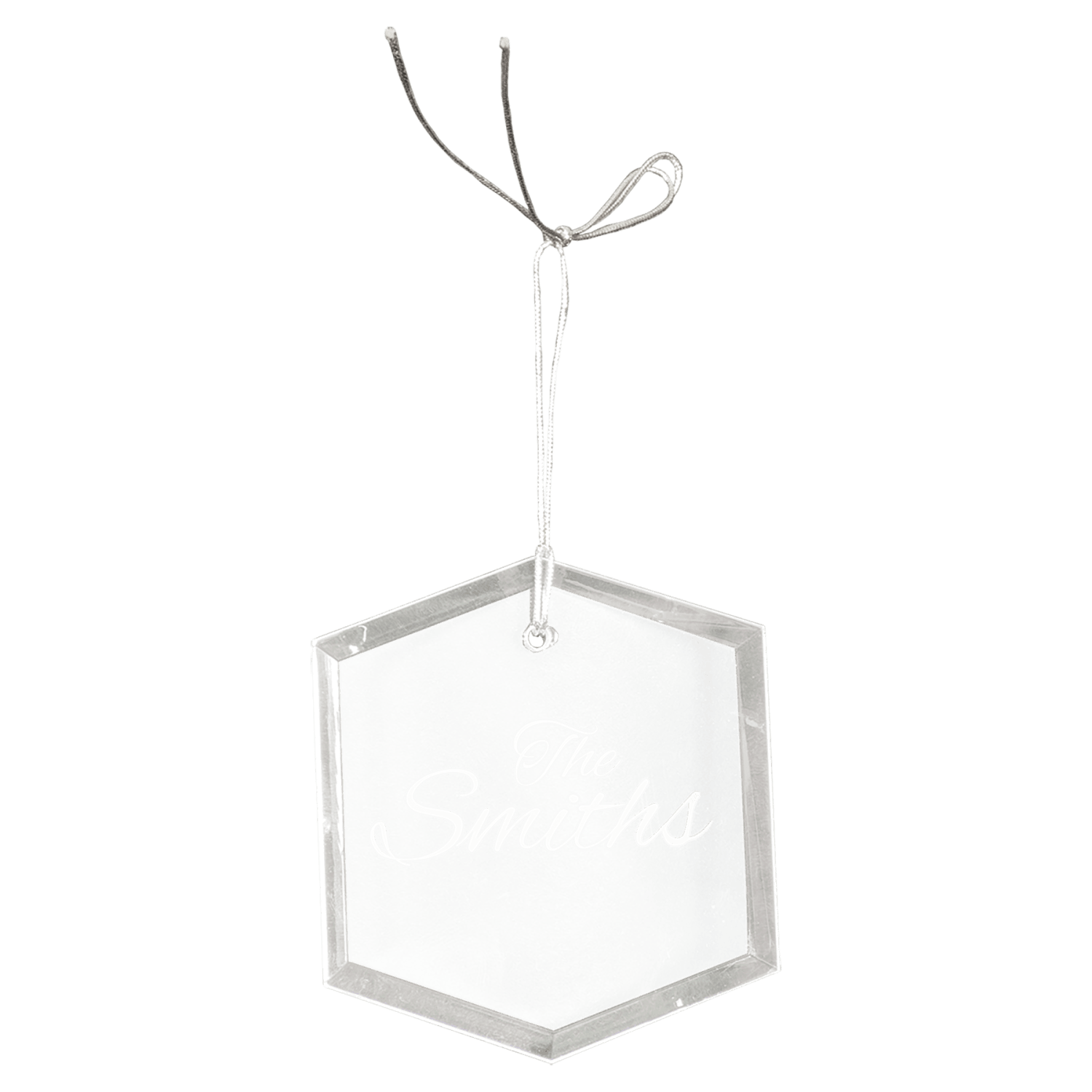 Personalized crystal hexagon ornament, custom engraved