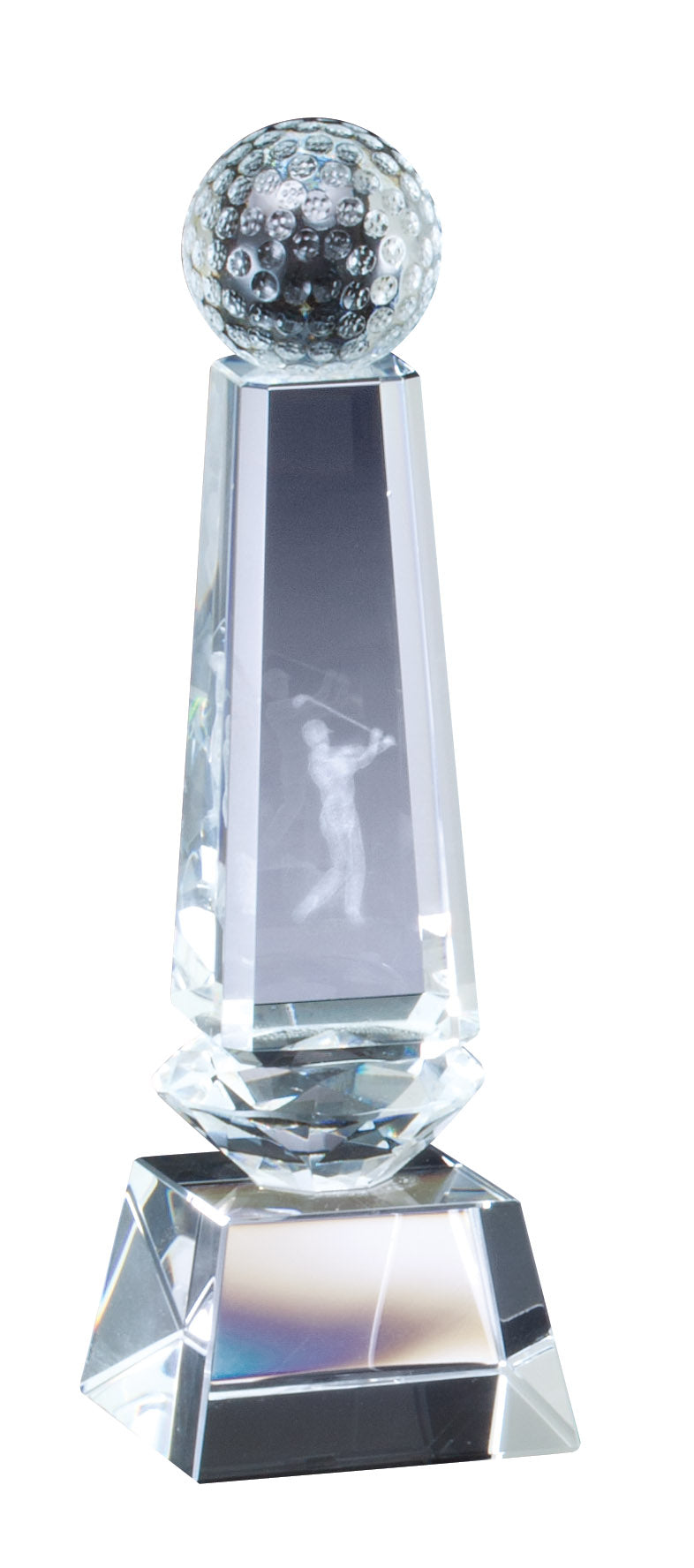 Tapered crystal obelisk golf award