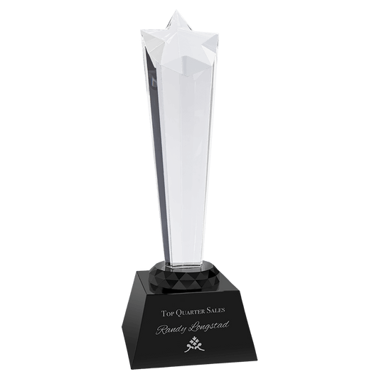 9" Crystal Rising Star with Black Base