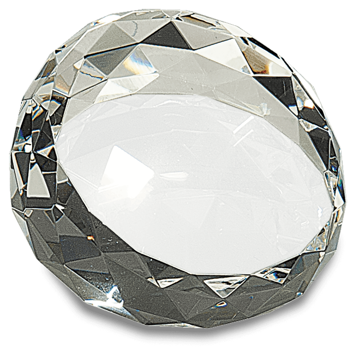 Personalized large faceted round optic crystal paperweight