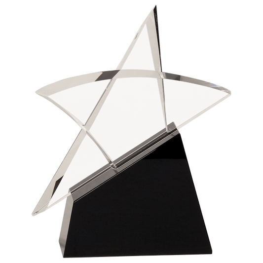 8 3/4" Clear Crystal Outline Star on Black Base