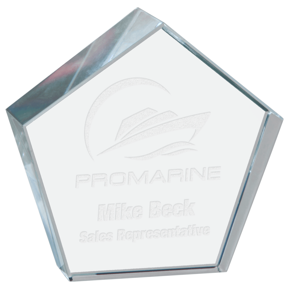 Personalized pentagon optic crystal paperweight