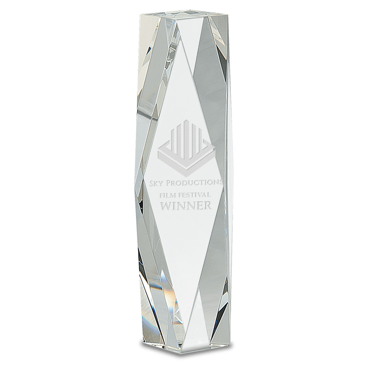 10" Clear Crystal Facet Tower