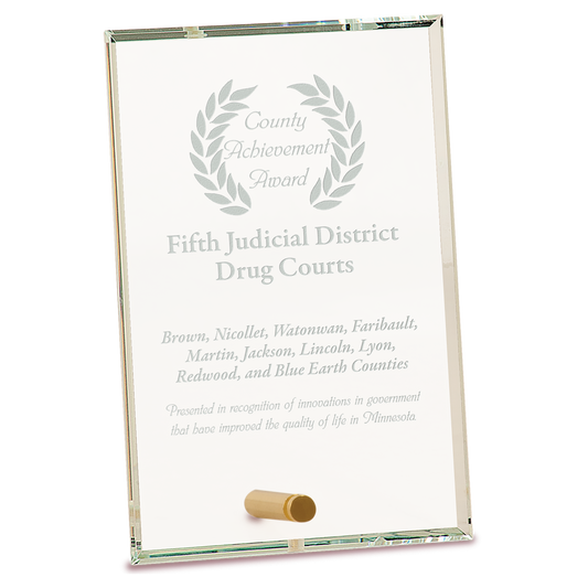 County Achievement Award for Fifth Judicial District Drug Courts with a gold scroll on a white background