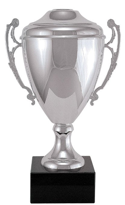 Italian Classic Cup Trophy on Marble – Silver / With Lid / 11¾"