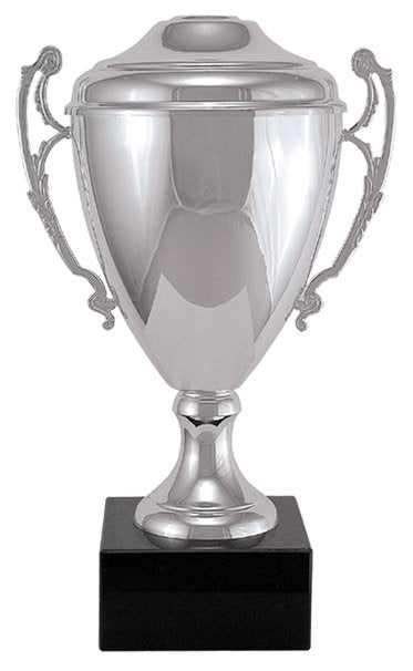 Italian Classic Cup Trophy on Marble – Silver / With Lid / 10¾"