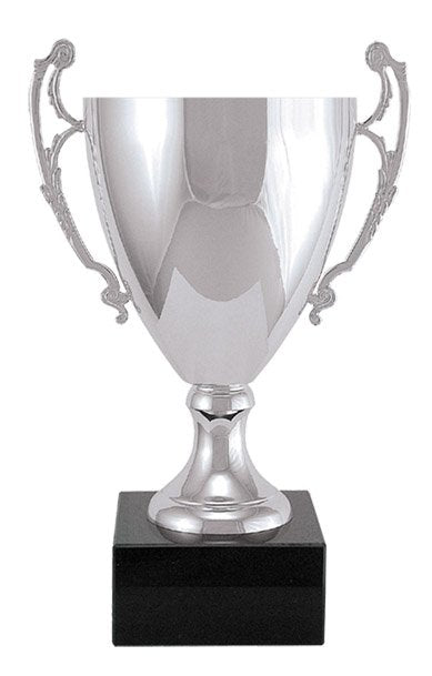 Italian Classic Cup Trophy on Marble – Silver / Open Top / 10¾"