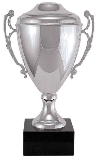 Italian Classic Cup Trophy on Marble – Silver / With Lid / 9½"