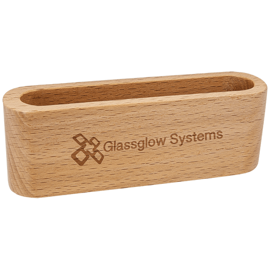 Personalized beech wood business card holder for desk