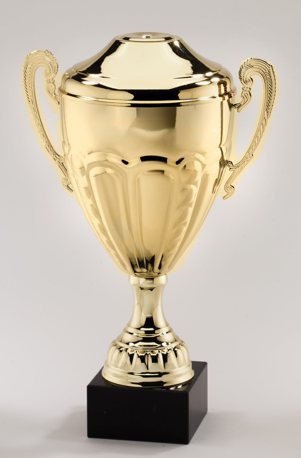 Gold Fluted Italian Cup Trophy with Lid – engravable award