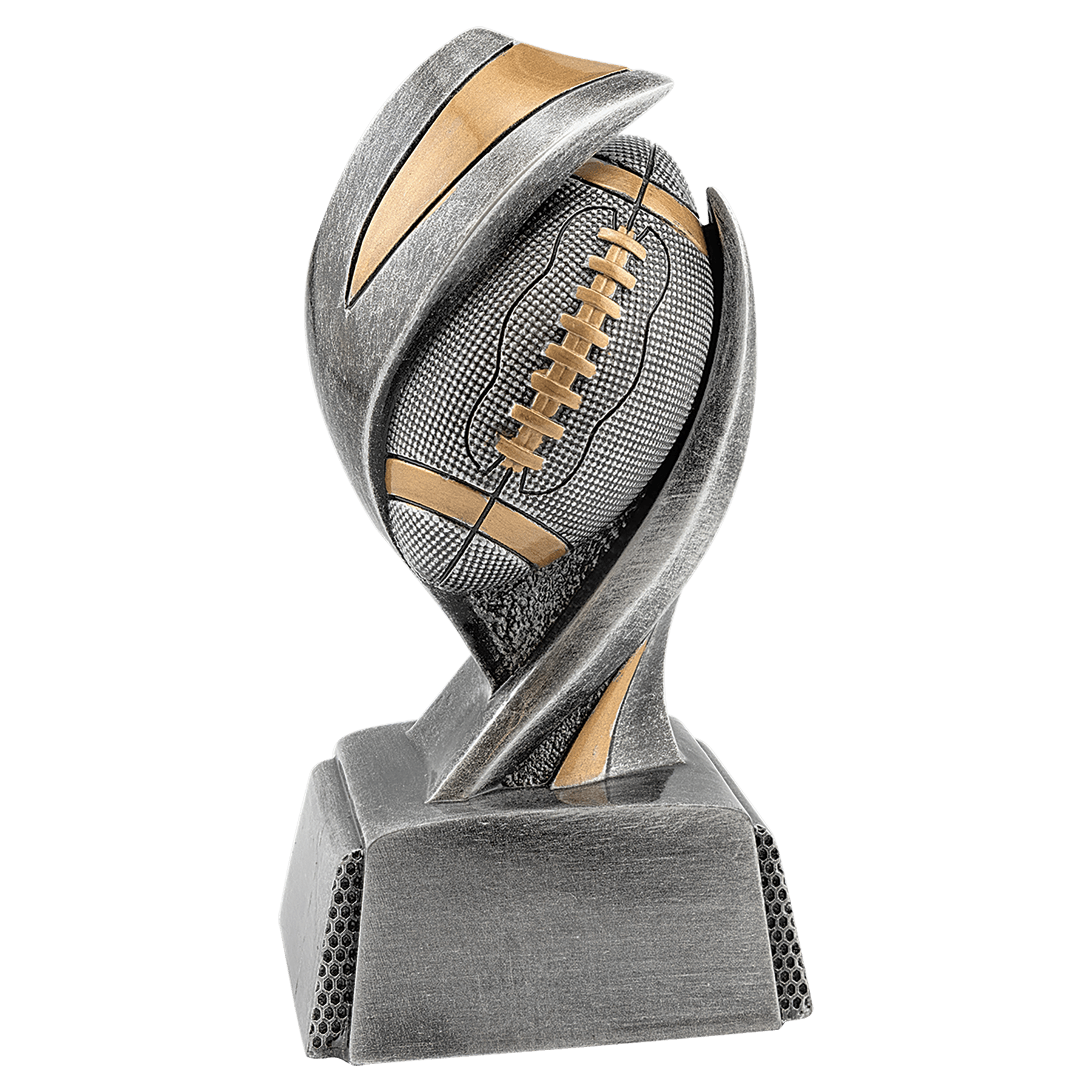 Football Embrace Resin award in antique silver and gold