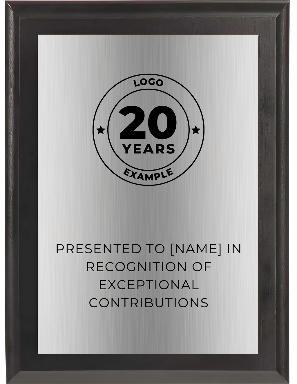 black plaque with silver plate