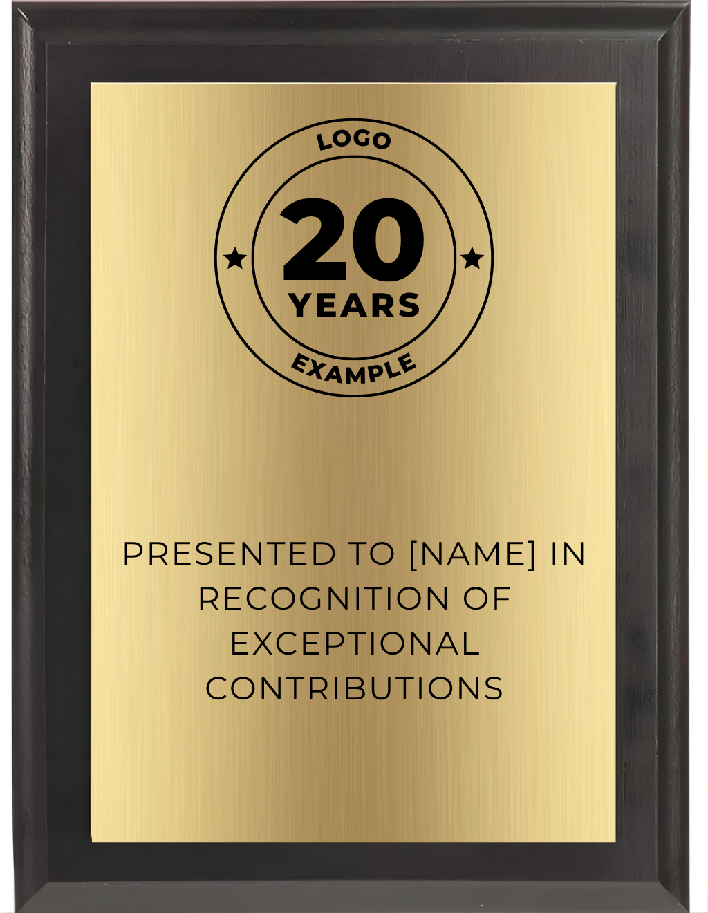 black plaque with gold plate