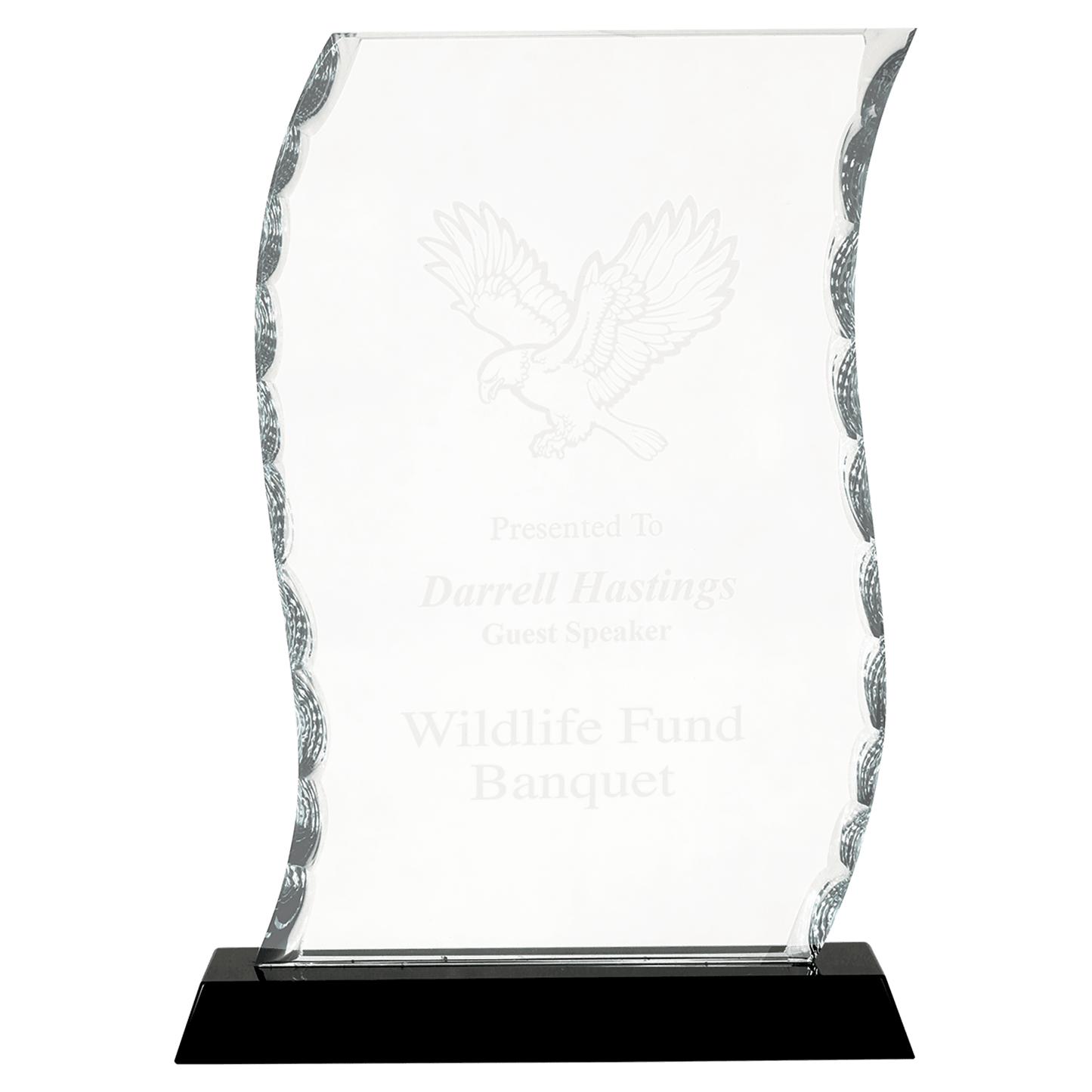8 1/4" Scroll Facet Glass on Black Base
