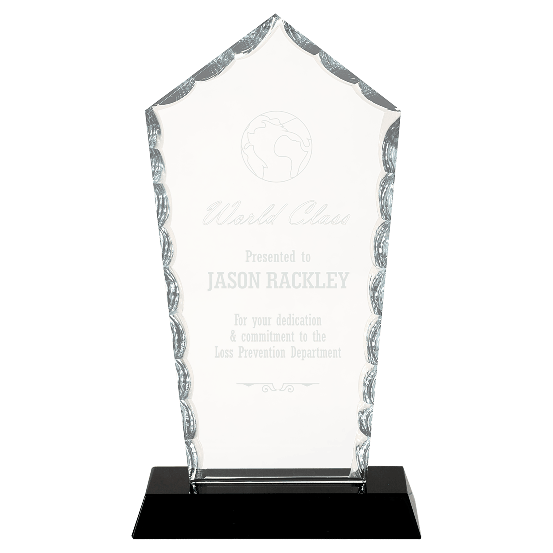 7 3/4" Diamond Facet Glass on Black Base