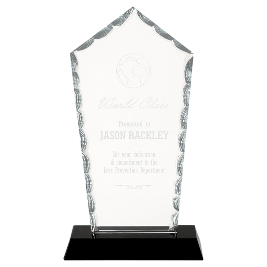 7 3/4" Diamond Facet Glass on Black Base