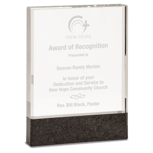 Clear Fusion Crystal Award with Genuine Black Marble