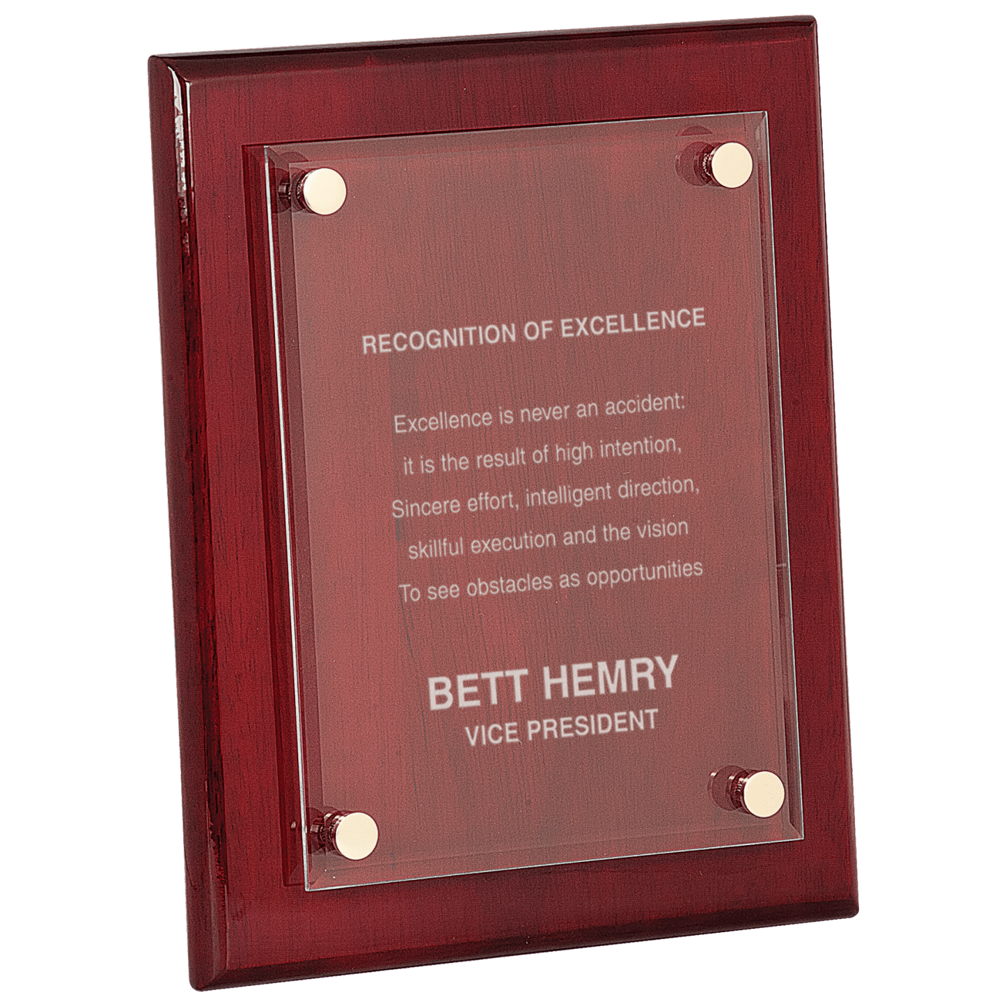 Rosewood 8" x 10" Piano Finish Floating Acrylic Plaque