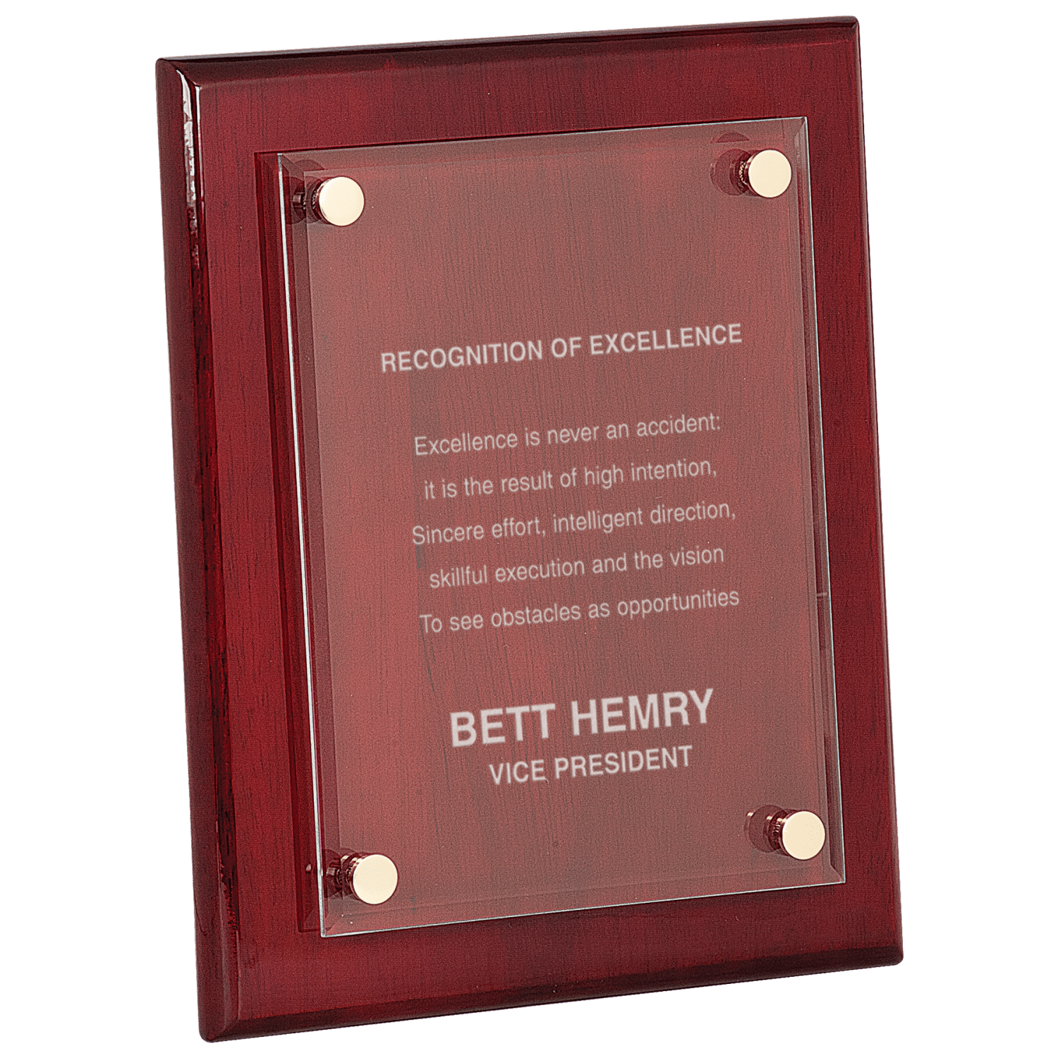 Rosewood 8" x 10" Piano Finish Floating Acrylic Plaque