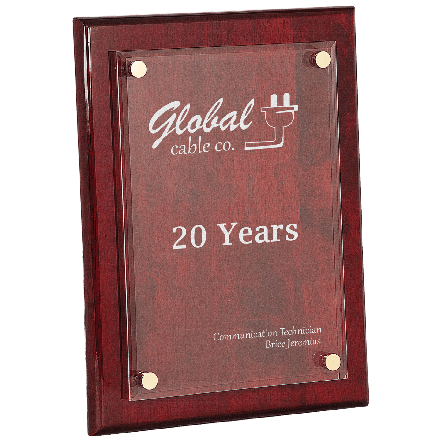 Rosewood 9" x 12" Piano Finish Floating Acrylic Plaque