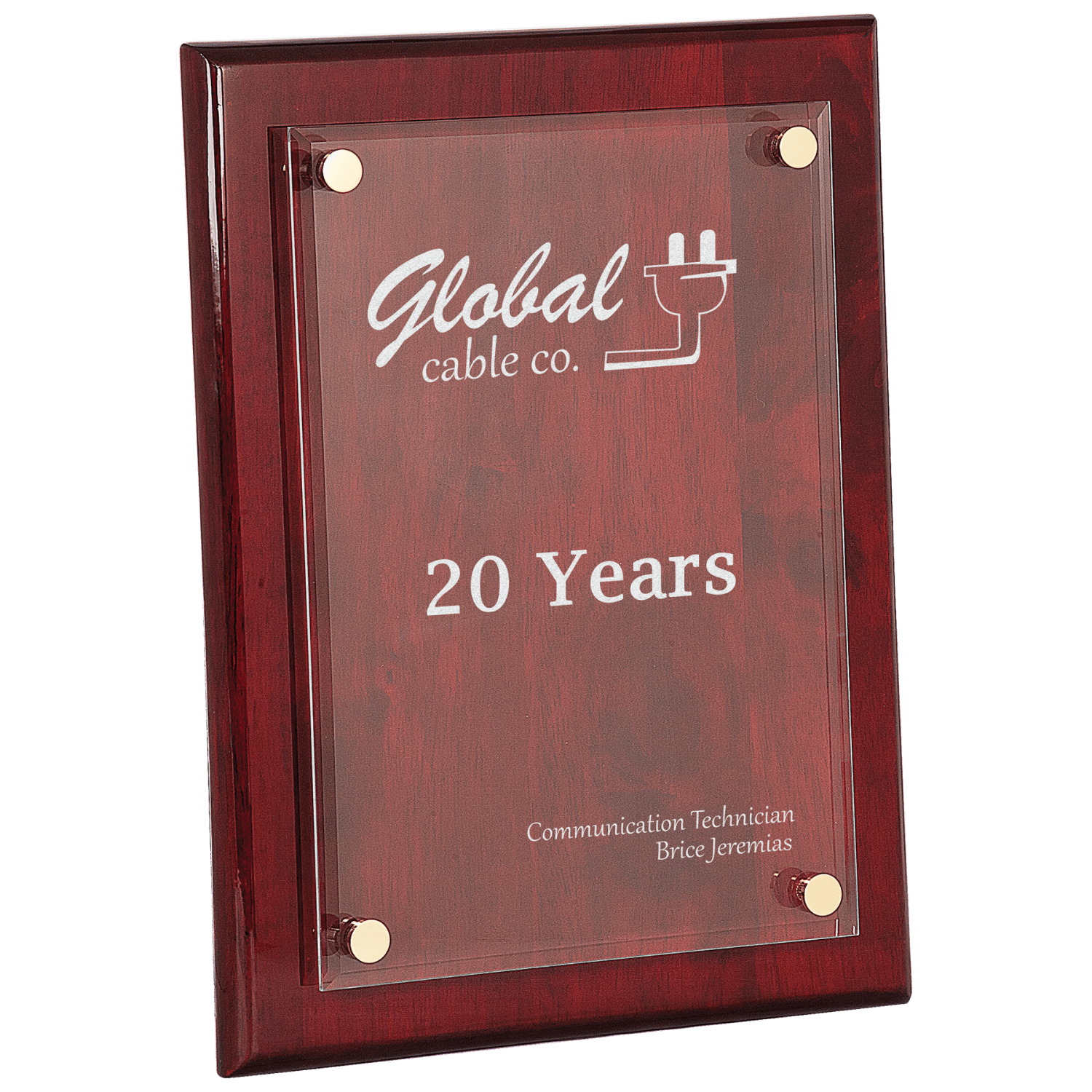 Rosewood 9" x 12" Piano Finish Floating Acrylic Plaque
