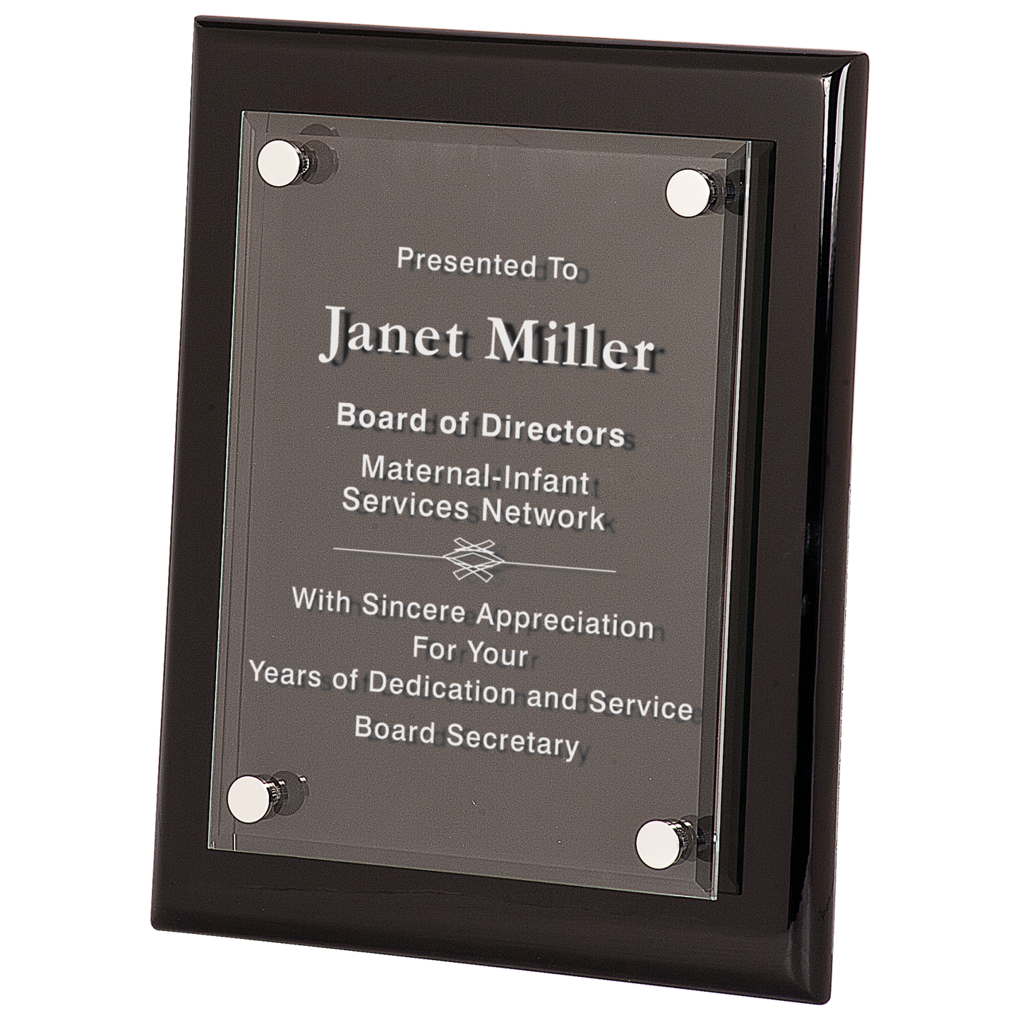 8" x 10" Black Piano Finish Floating Acrylic Plaque