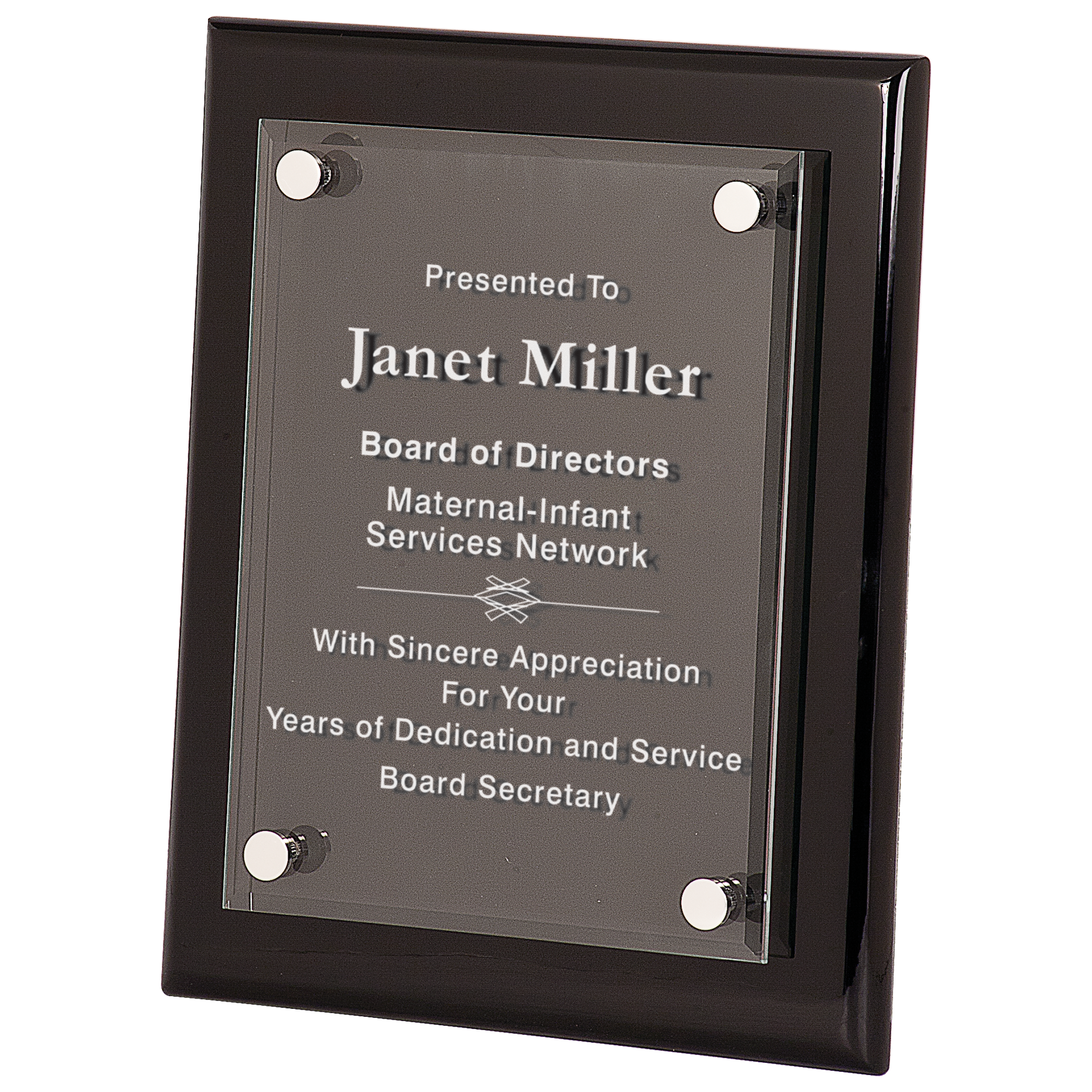 8" x 10" Black Piano Finish Floating Acrylic Plaque