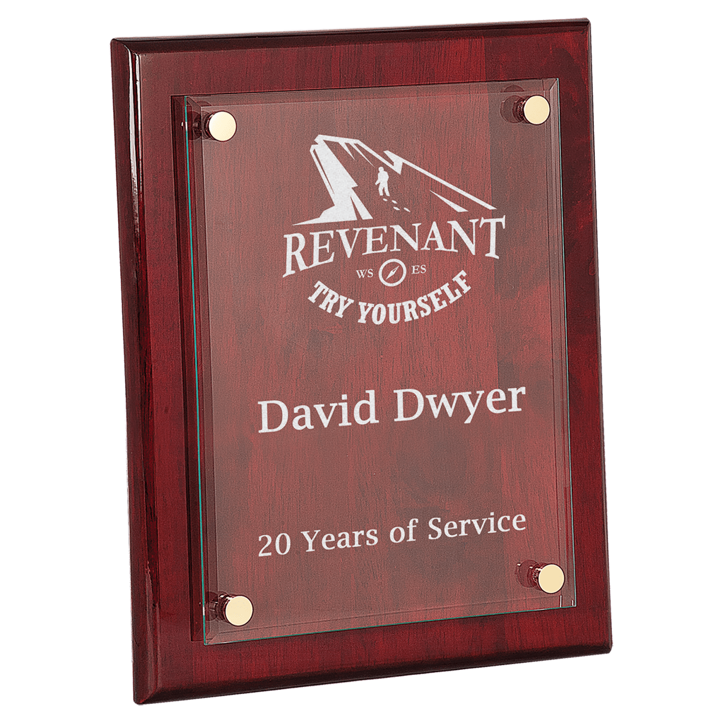 Rosewood 10 1/2" x 13" Piano Finish Floating Glass Plaque