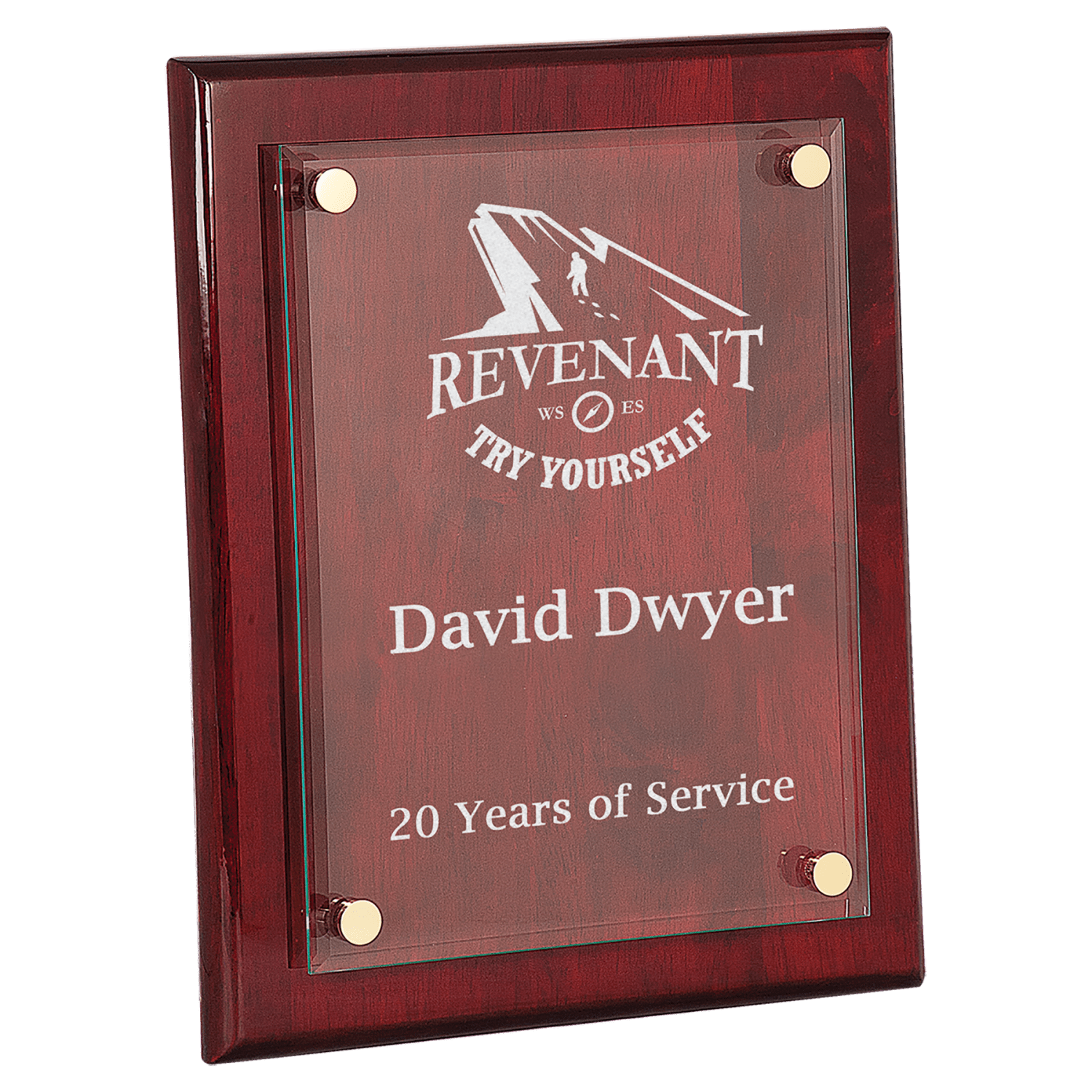 Rosewood 10 1/2" x 13" Piano Finish Floating Glass Plaque