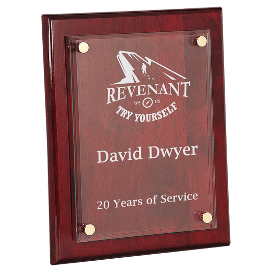 Rosewood 10 1/2" x 13" Piano Finish Floating Glass Plaque