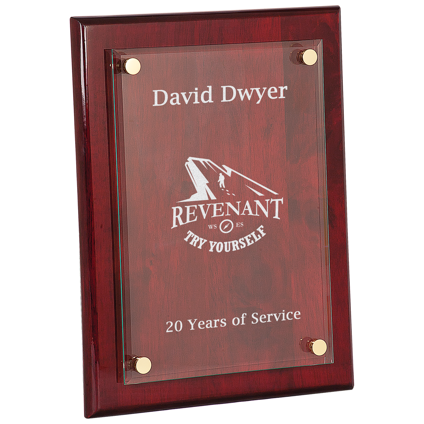 9" x 12" Rosewood Piano Finish Floating Glass Plaque