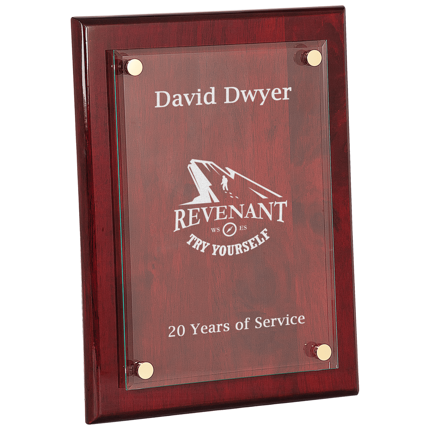 Rosewood 9" x 12" Piano Finish Floating Glass Plaque