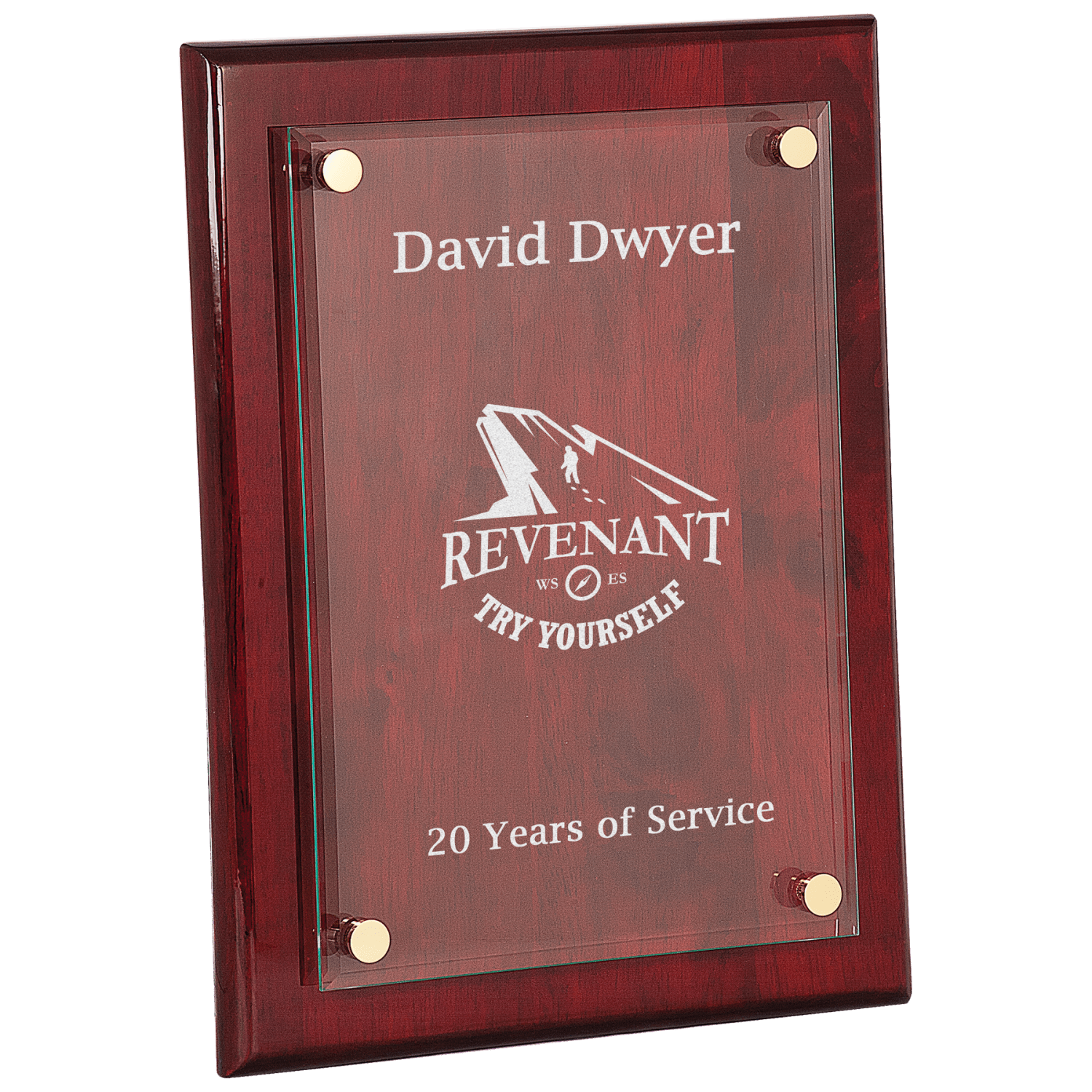 Rosewood 9" x 12" Piano Finish Floating Glass Plaque