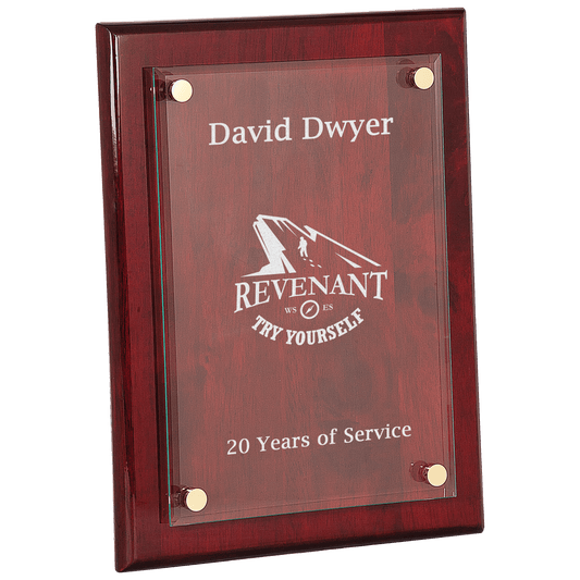 Rosewood 9" x 12" Piano Finish Floating Glass Plaque