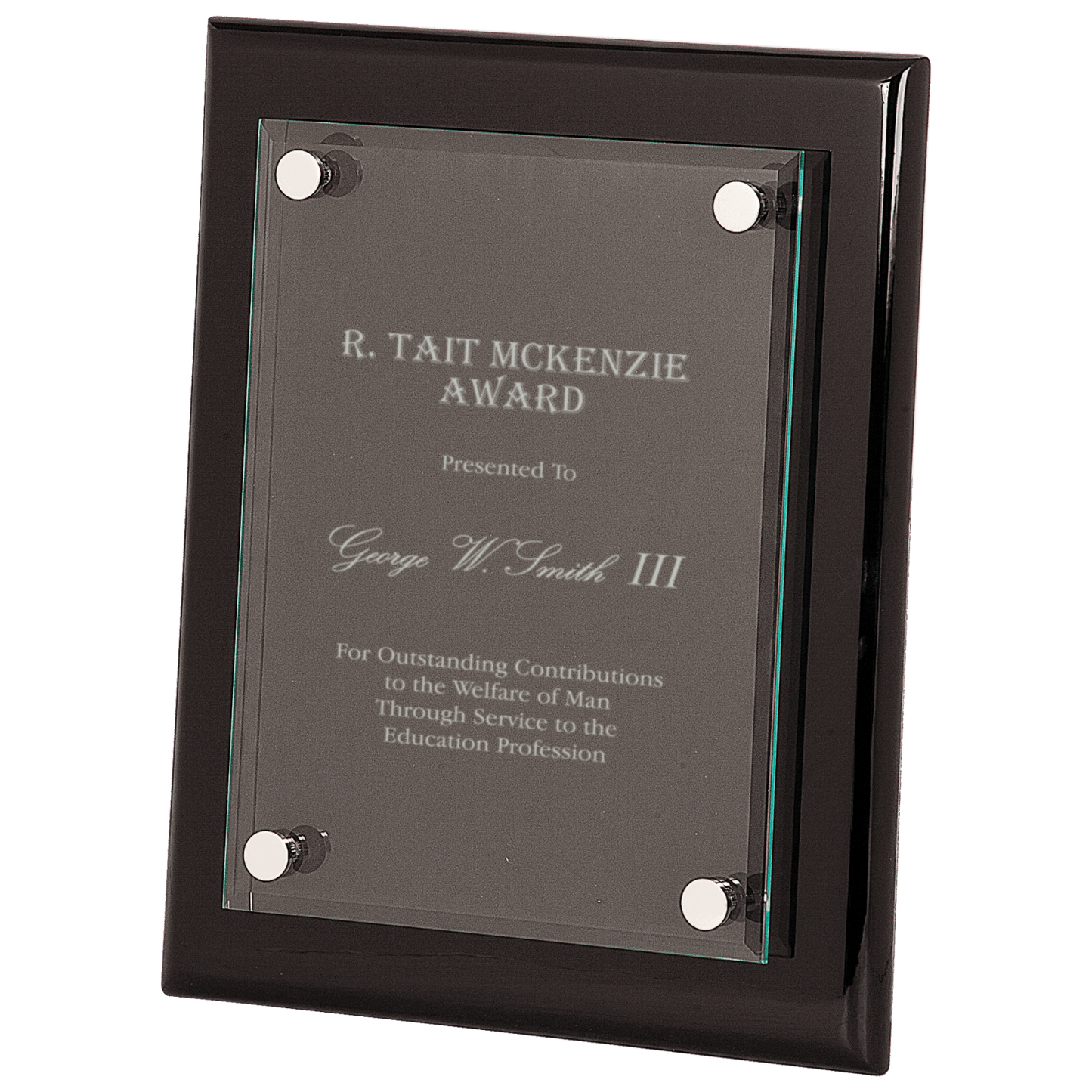 Black 8" x 10" Piano Finish Floating Glass Plaque
