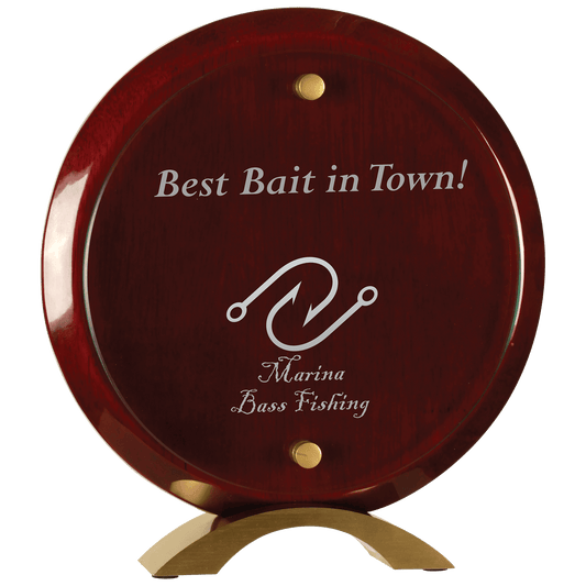 8 1/2" Round Rosewood Piano Finish Floating Acrylic Standup
