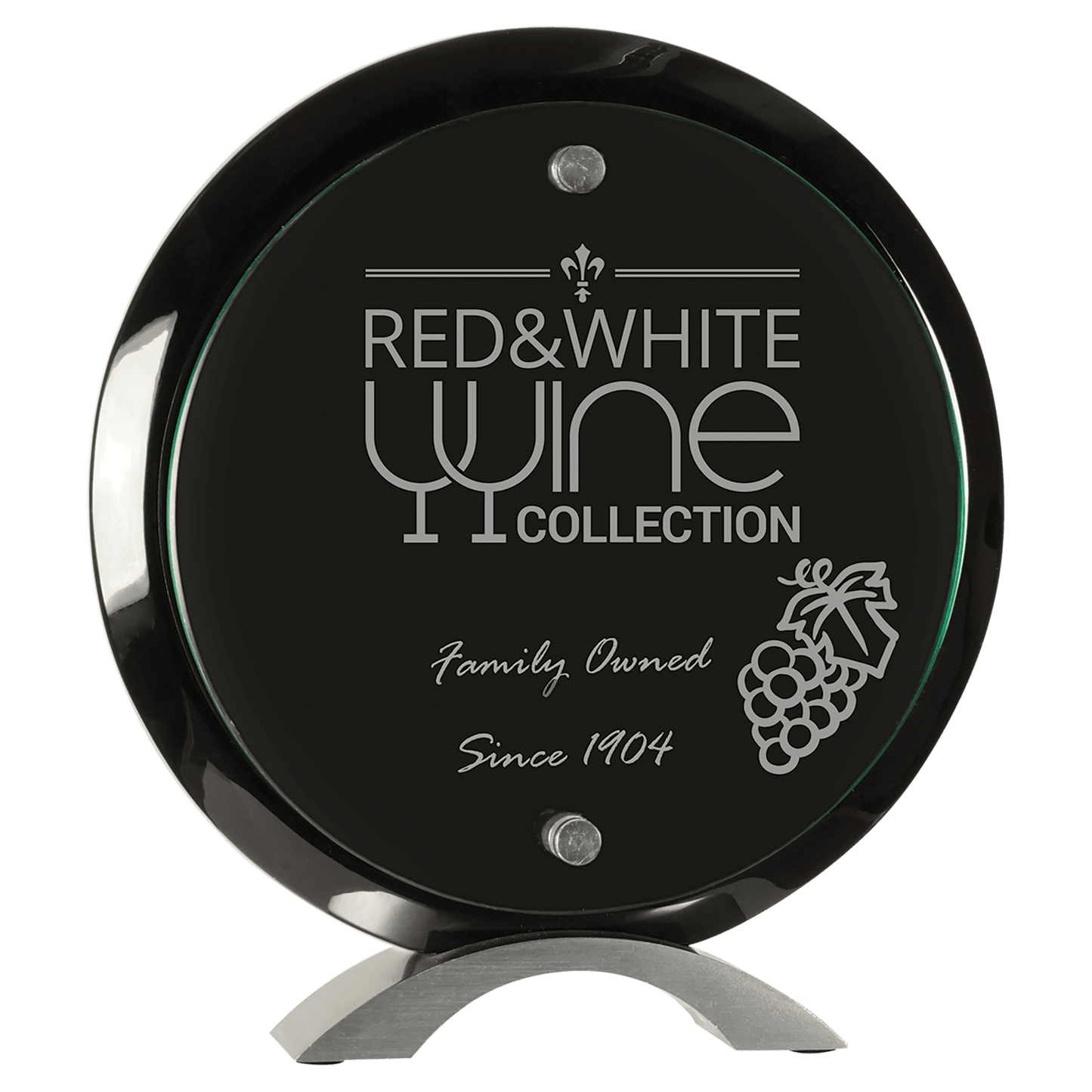 8 1/2" Round Black Piano Finish Floating Acrylic Standup
