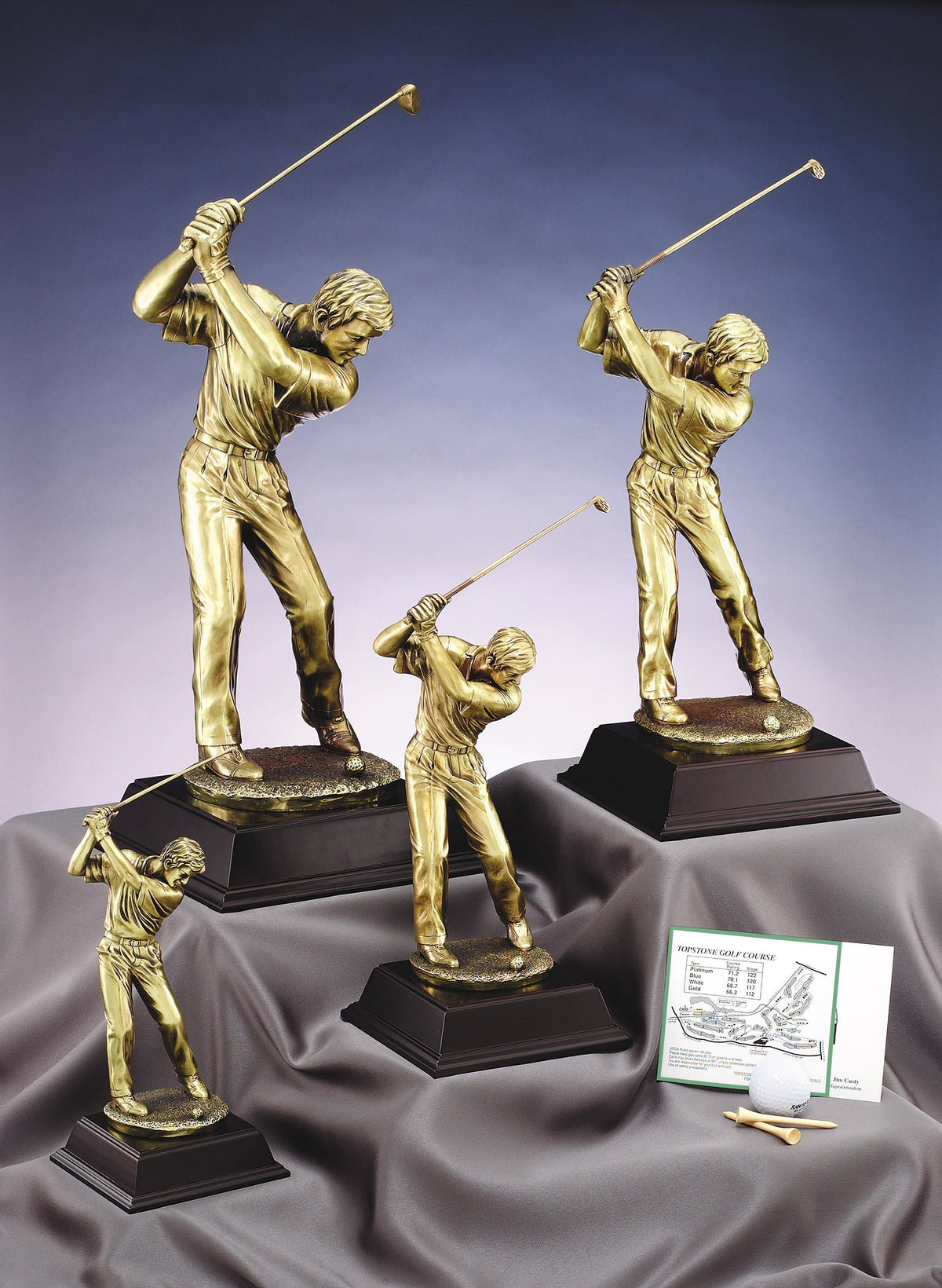 Gold male golfer with a driver, 10" size