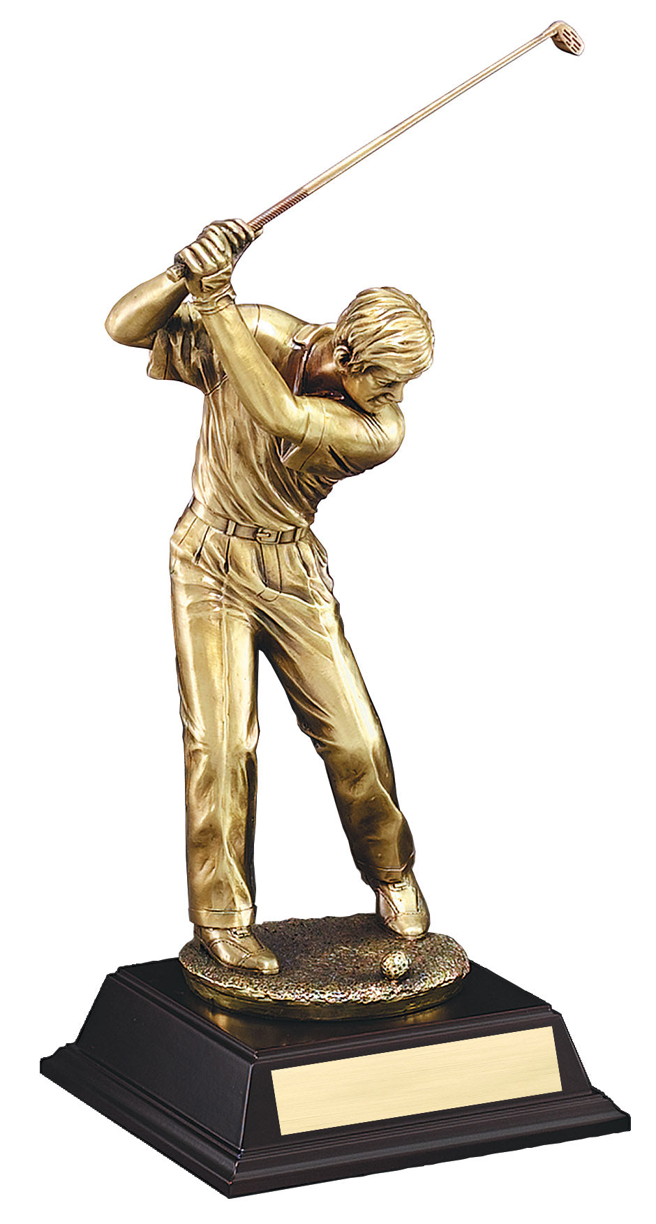 Gold male golfer with a driver, 13" size