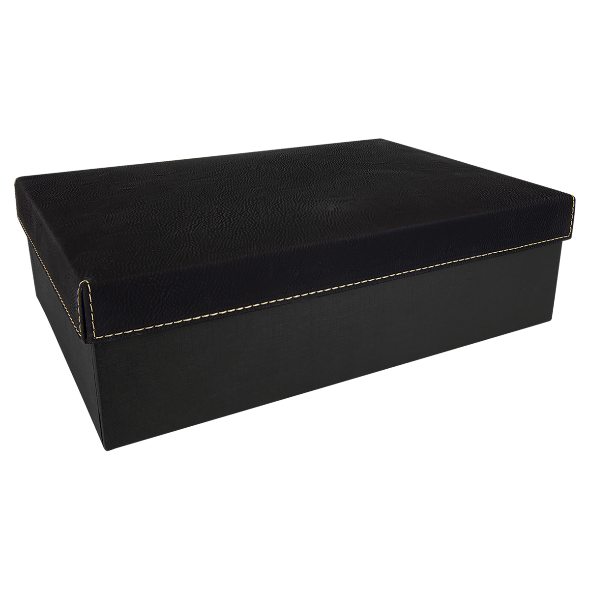 Personalized gift box with black/gold leatherette lid, large