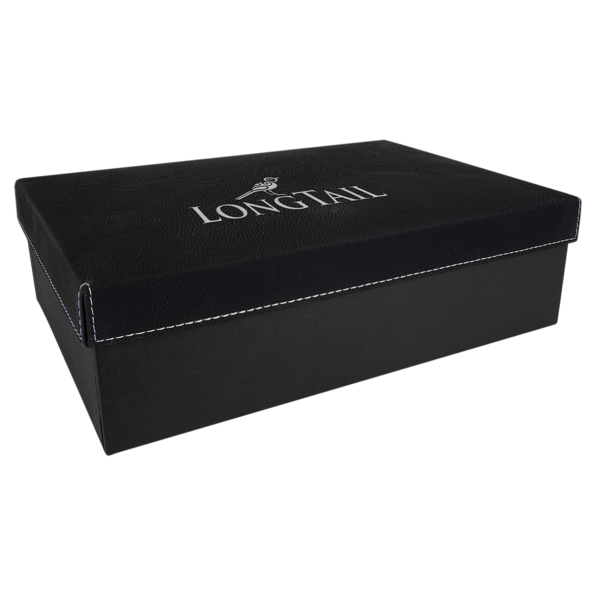 Personalized gift box with black/silver leatherette lid, large