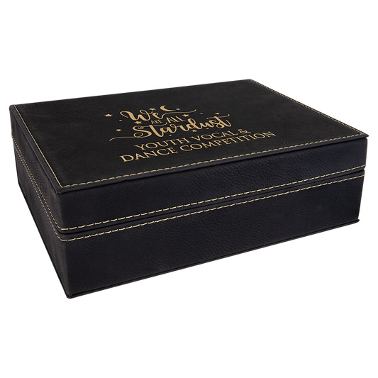 Personalized black/gold premium leatherette gift box, small