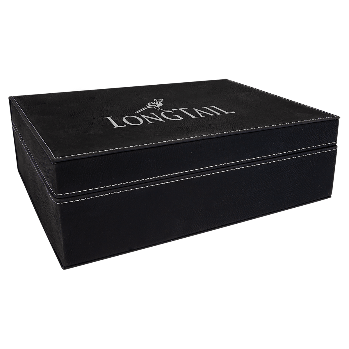 Personalized black/silver premium leatherette gift box, medium