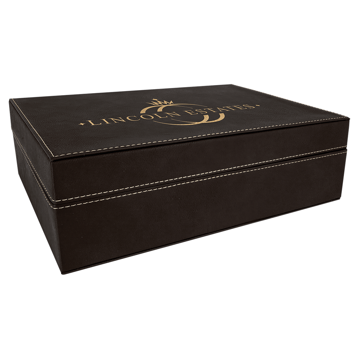 Personalized black/gold premium leatherette gift box, large