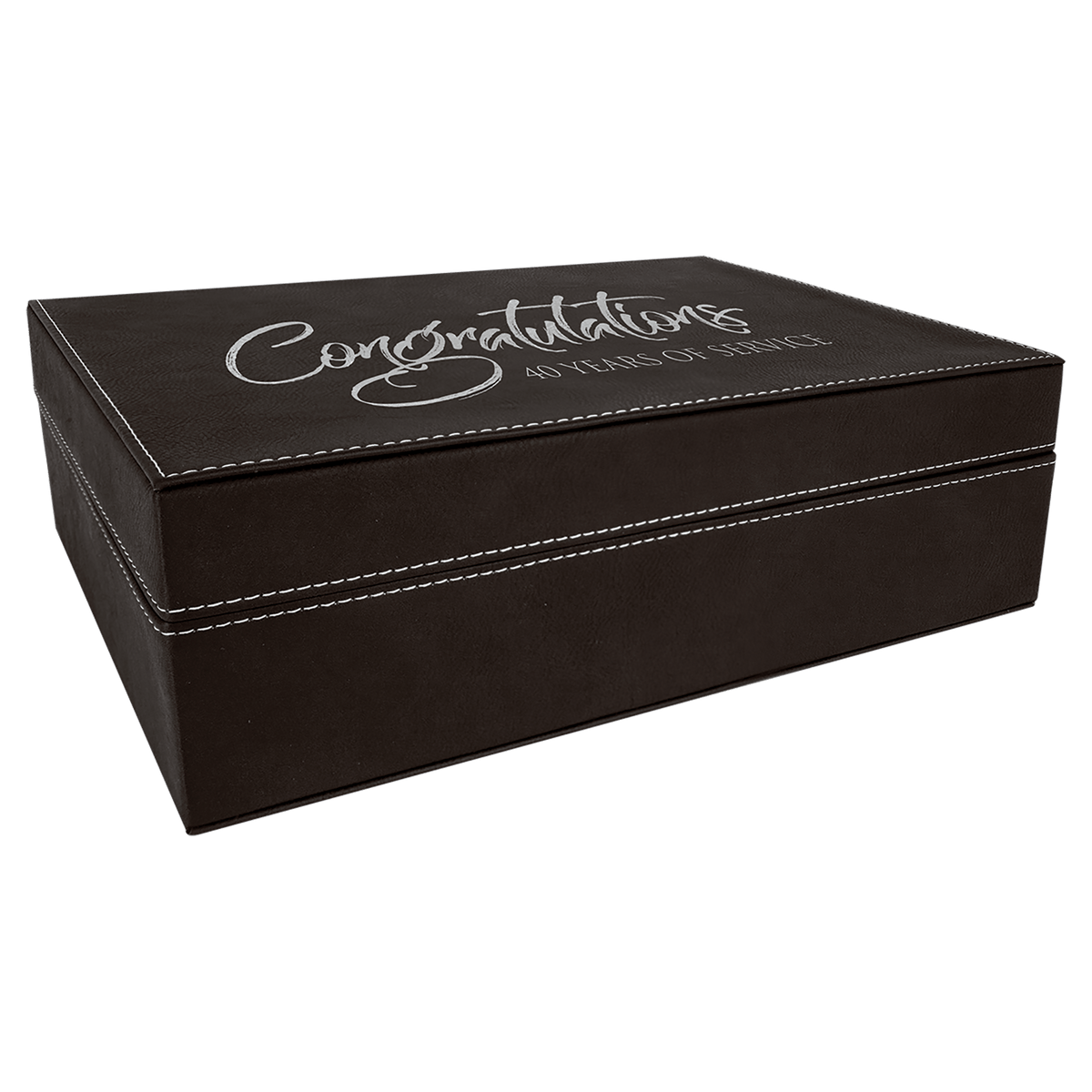 Personalized black/silver premium leatherette gift box, large