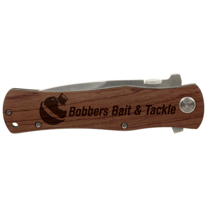 Personalized wood handle pocket knife