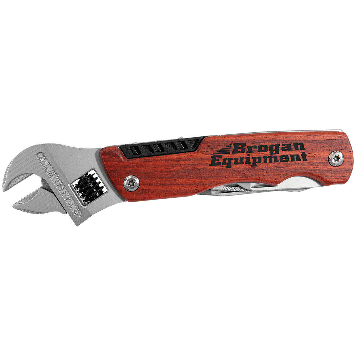 Personalized rosewood handle wrench multi-tool with bag