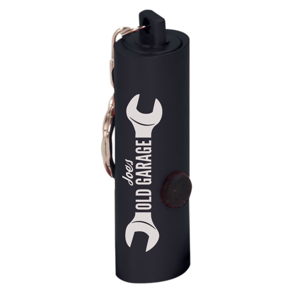 Personalized black 3-LED flashlight keychain